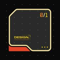 Futuristic element with retro color vector illustration. Vintage frame decoration.