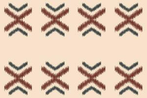 Ethnic Ikat fabric pattern geometric style.African Ikat embroidery Ethnic oriental pattern brown cream background. Abstract,vector,illustration.Texture,clothing,frame,decoration,carpet,motif. vector