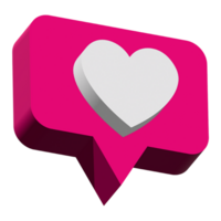 3d corazón icono notificación png