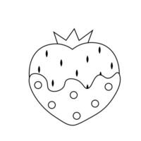 Strawberries in chocolate shaped Heart in black and white vector