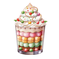 AI generative Sweet dessert Ice cream parfait green and red color for Christmas festival png