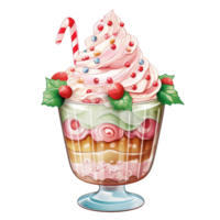 AI generative Sweet dessert Ice cream parfait green and red color for Christmas festival png