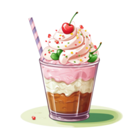 AI generative Sweet dessert Ice cream parfait green and red color for Christmas festival png