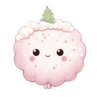 AI Generative pink doll with Christmas tree on top pastel element png
