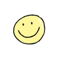 Yellow smile face Cute cartoon pastel doodle hand draw png