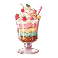 AI generative Sweet dessert Ice cream parfait green and red color for Christmas festival png