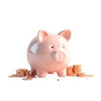 AI GENERATIVE piggy bank. Pastel background. 3D rendering. Financial and investment business concepts png