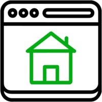 web navegador ventana icono con casa símbolo, ilustración png