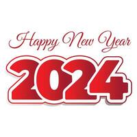 Happy New Year 2024 Red Typography Vector Design