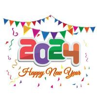 Happy New Year 2024 Colorful Typography Vector Design