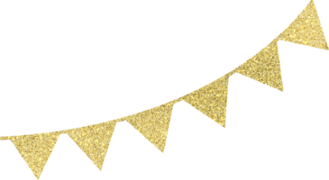 Golden decorative garland with glitter png