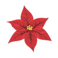 Christmas star or poinsettia. Traditional decoration for greeting backgrounds, cards, posters for Christmas, New Year. Cartoon flat style. Vector illustration.