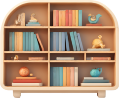 bookcase with books and globe png Ai generative