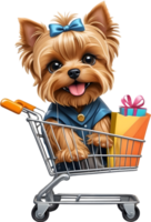 dog in shopping cart  Ai generative png