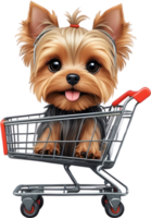 cachorro dentro compras carrinho ai generativo png