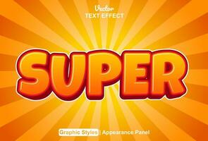 Super text effect with sensational orange color style and editable vector