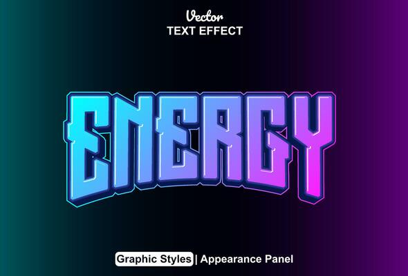 Energy text effect with blue graphic style and editable