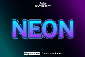 neon text effect with blue color graphic style and editable. vector