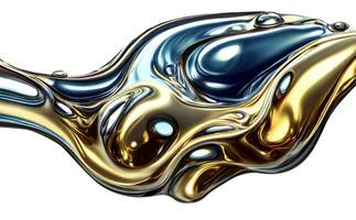 Liquid metal isolated on white. Chrome metallic fluid cut out. Generative AI photo