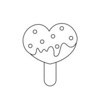 Ice Cream on stick shaped Heart in black and white vector