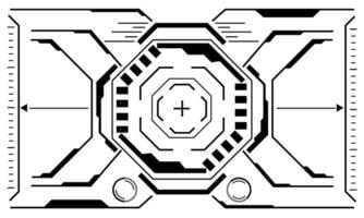HUD sci-fi interface screen view black octagon geometric on white design virtual reality futuristic technology creative display vector