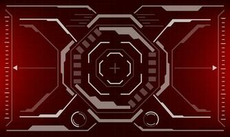 HUD sci-fi interface screen view white octagon geometric on red design virtual reality futuristic technology creative display vector