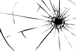 bullet hole on broken glass vector