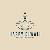 candle happy diwali  line art  logo minimalist vector design icon template illustration