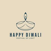 candle happy diwali  line art  logo minimalist vector design icon template illustration