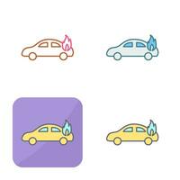 coche único en icono de vector de fuego