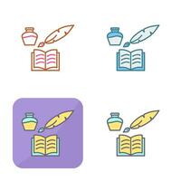 Unique Quill and Book Vector Icon