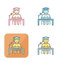 Unique Studying on Desk Vector Icon
