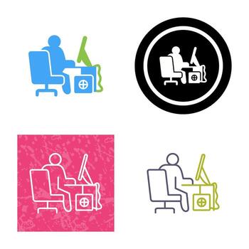 icono de vector de trabajador de computadora