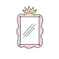 Princess crown mirror doodle frame vector