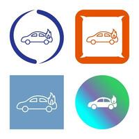 coche único en icono de vector de fuego