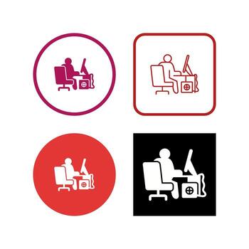 icono de vector de trabajador de computadora