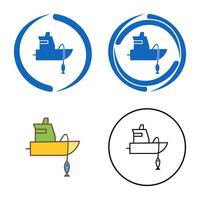 icono de vector de barco de pesca