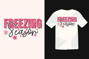 Freezing Season christmas winter t-shirt designs, typography design christmas Quotes, Good for t-shirt, mug, gift, printing press vector