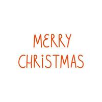 Merry Christmas hand drawn lettering vector element isolated on white. Typography inscription. Text in the cute childish style, decorative emblem. Winter holidays card design, handwritten font, word.