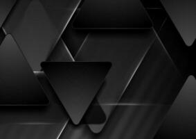 Black and grey tech triangles abstract background vector