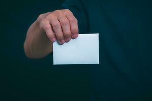 Progressive or successful philosophy, men's hands displaying business cards, business contacts, business cards, contacts, online marketing photo