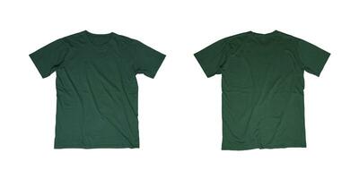 Plain green army t-shirt template, from two sides front and back, as a mockup of your design needs, isolated on a white background photo