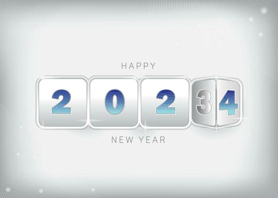 New year 2024 background Blue color number of next year run on the box button concept for celebration, card, wallpaper, online