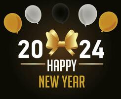 Happy New Year 2024 Holiday Abstract Design Vector Logo Symbol Illustration With Gold Background