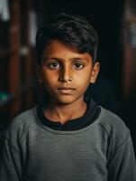 young kid with Indian features who appears to be shocked AI Generative photo