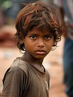 young kid with Indian features who appears to be shocked AI Generative photo