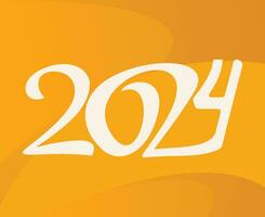 2024 Happy New Year Holiday Design White Abstract Vector Logo Symbol Illustration With Yellow Background