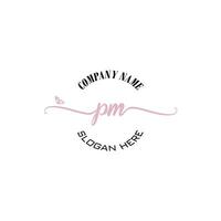 PM Initial logo monogram butterfly handwriting signature vector