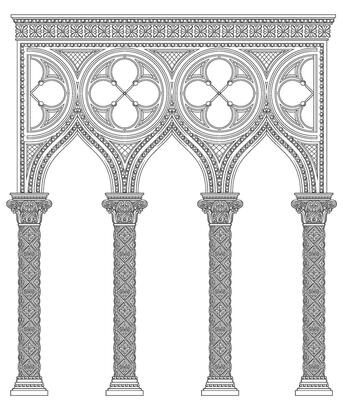 Venetian old gothic architectural arch or gallery