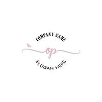 OP Initial logo monogram butterfly handwriting signature vector